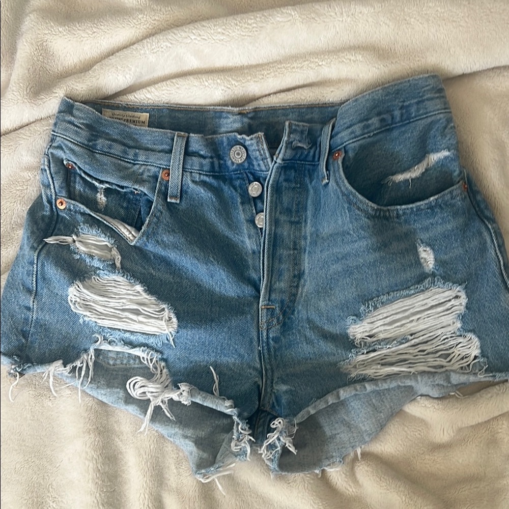 Distressed Denim Shorts